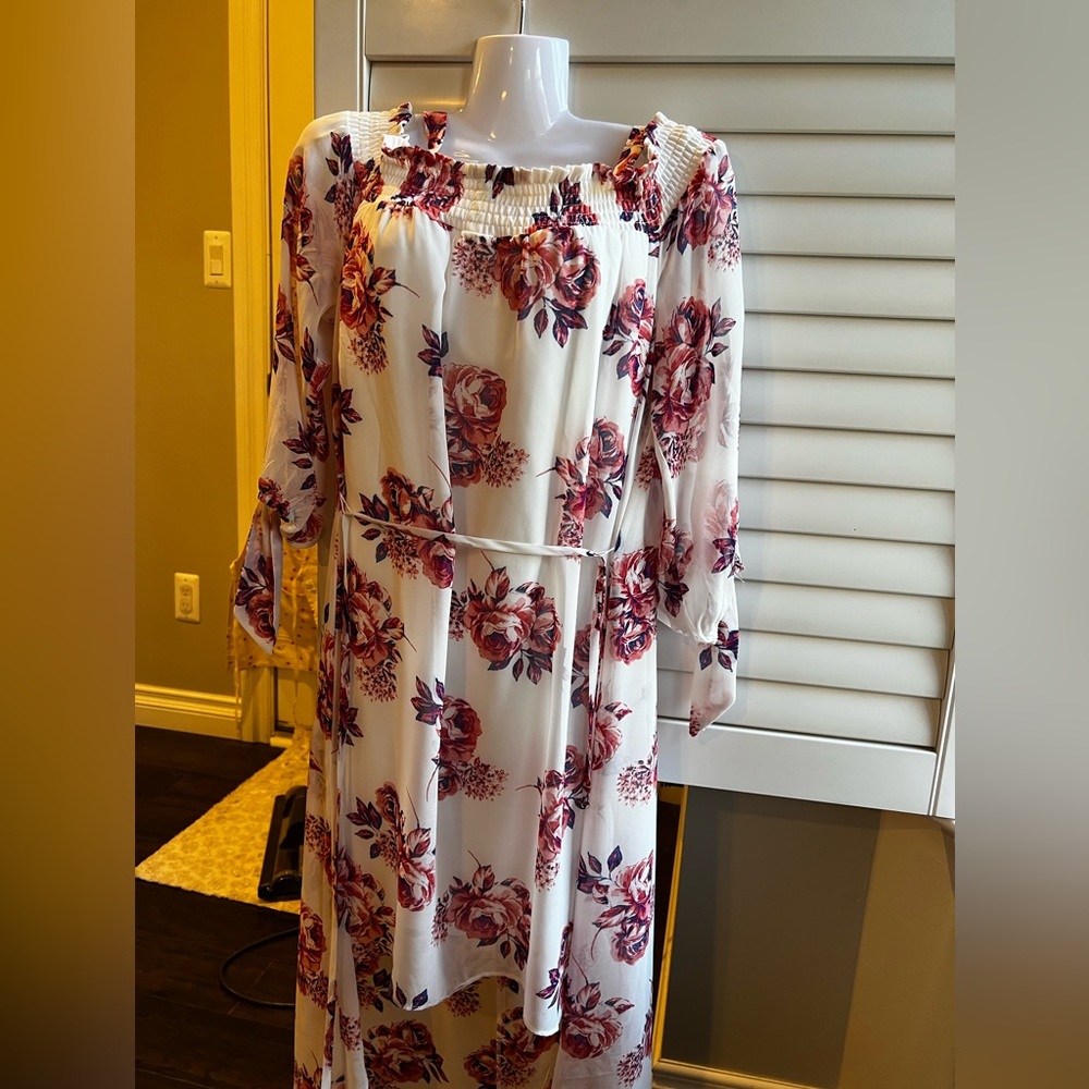 As U Wish Red Long Sleeve Bishop High Low Sundress
